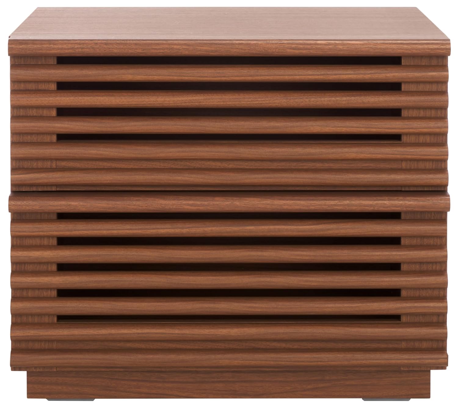Solid Wood Nightstand 2 Drawers - Averi Dark Walnut 2-Drawer Nightstand Bedroom