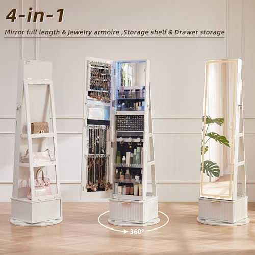 Fluted 360° Swivel Jewelry Arm - Full Length Mirror Jewelry Armoire ulasan dan harga