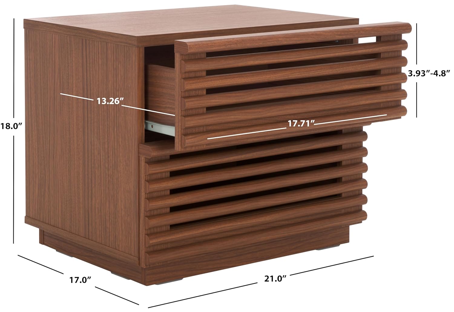 Averi Dark Walnut 2-Drawer Nig - Solid Wood Nightstand 2 Drawers ulasan dan harga