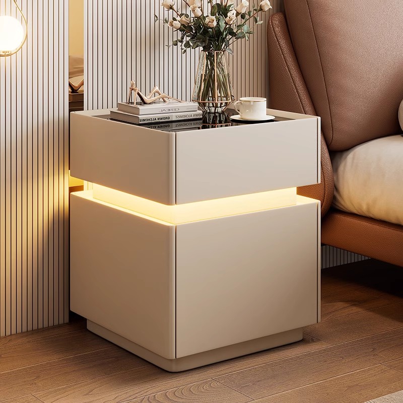 Intelligent Bedside Table with - Solid Wood Nightstand 2 Drawers ulasan dan harga