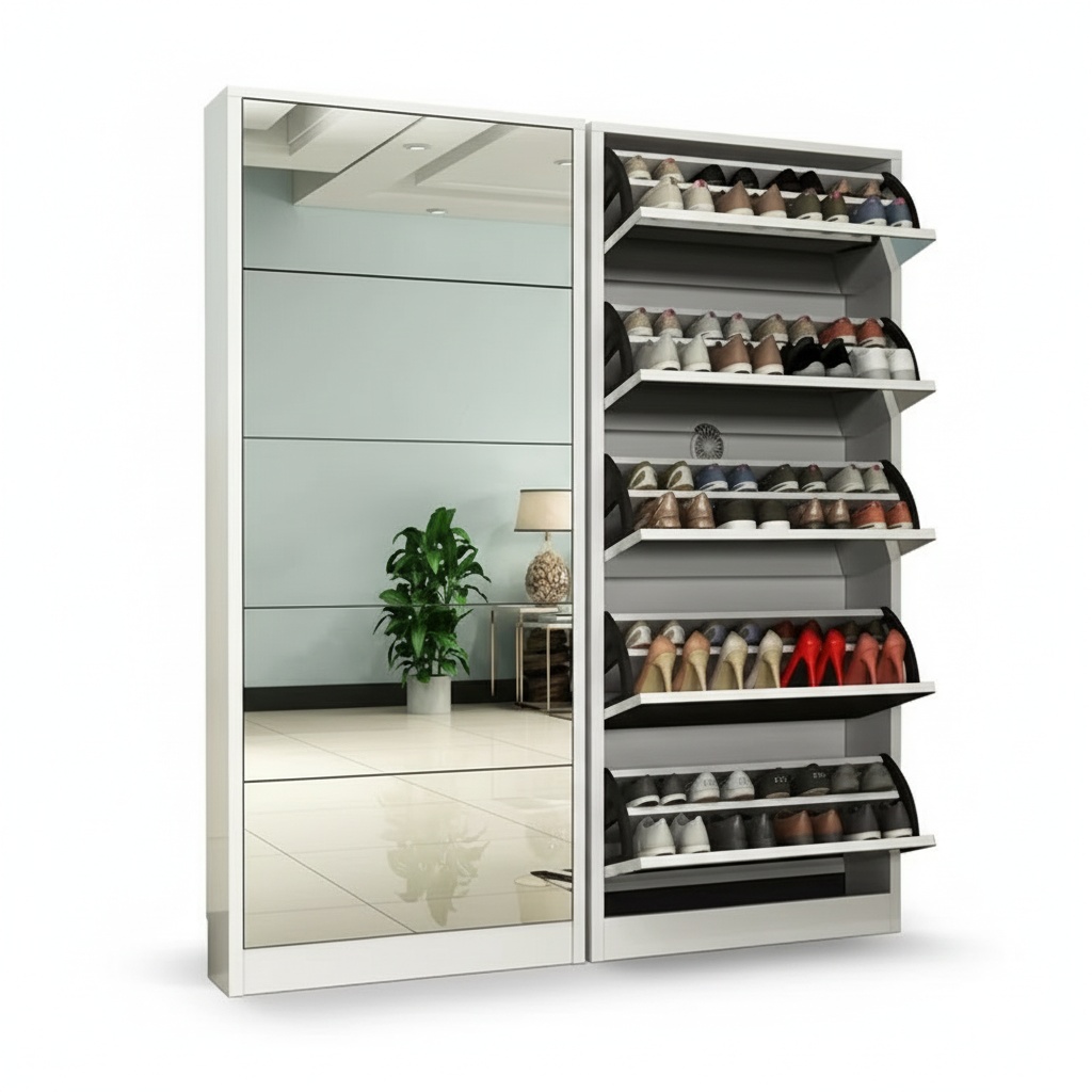 Modern Wooden Shoe Cabinet wit - Shoe Rack Cabinet Narrow Entryway ulasan dan harga