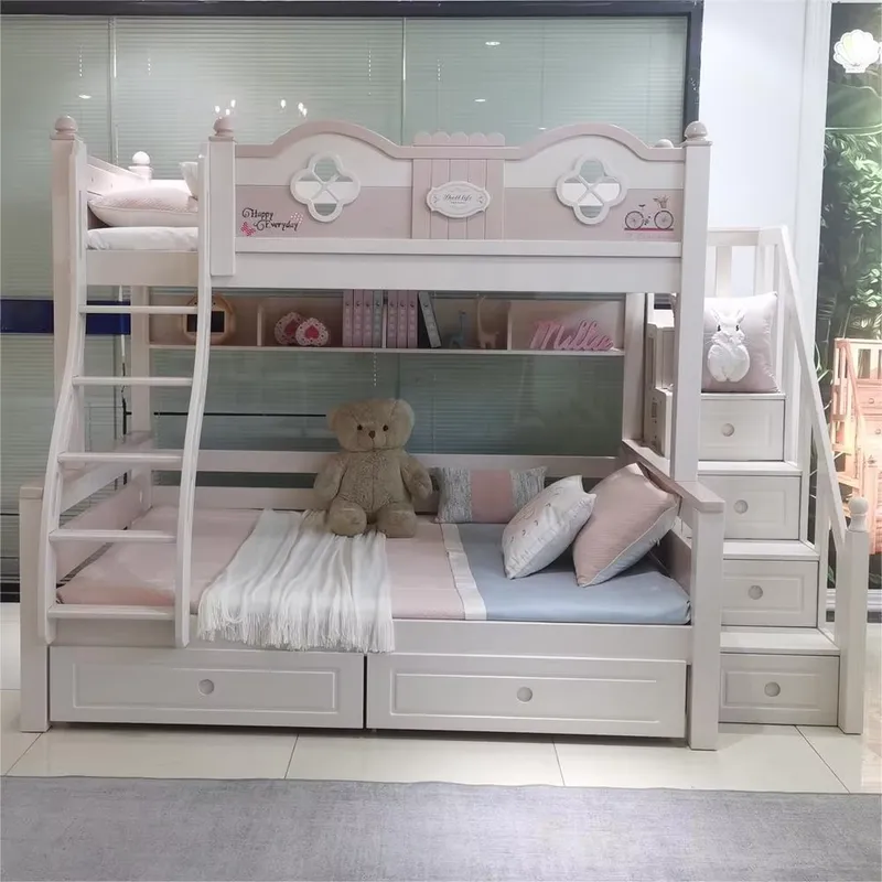 Modern Luxury Princess Kids Bu - Bunk Bed With Stairs And Slide ulasan dan harga