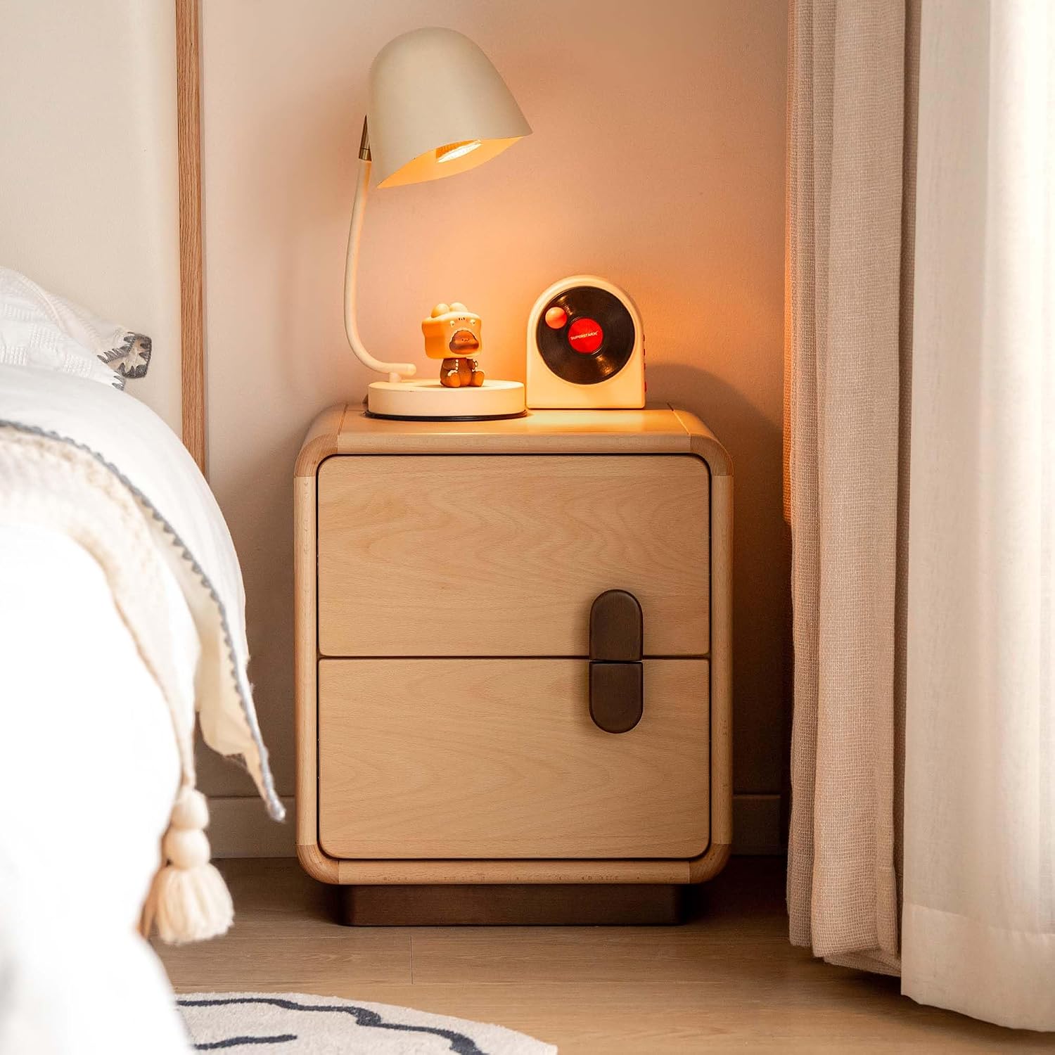 Solid Wood 2-Drawer Nightstand - Solid Wood Nightstand 2 Drawers ulasan dan harga