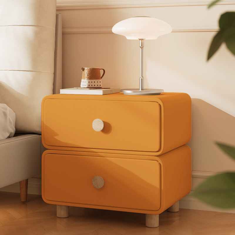 Minimalist Cream Bedside Cabin - Solid Wood Nightstand 2 Drawers ulasan dan harga