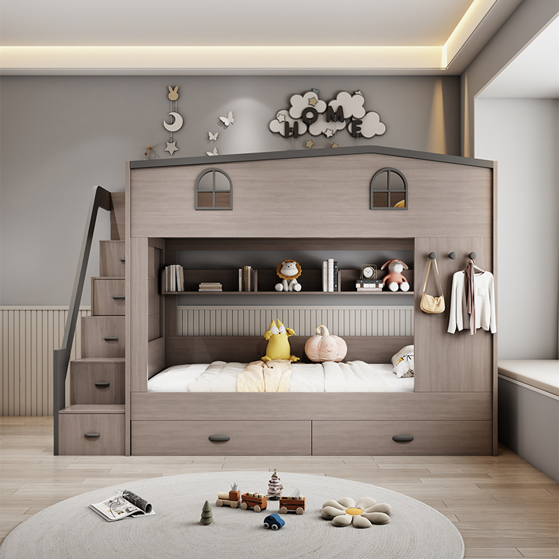 Nordic Double Decker Kids Beds - Bunk Bed With Stairs And Slide ulasan dan harga