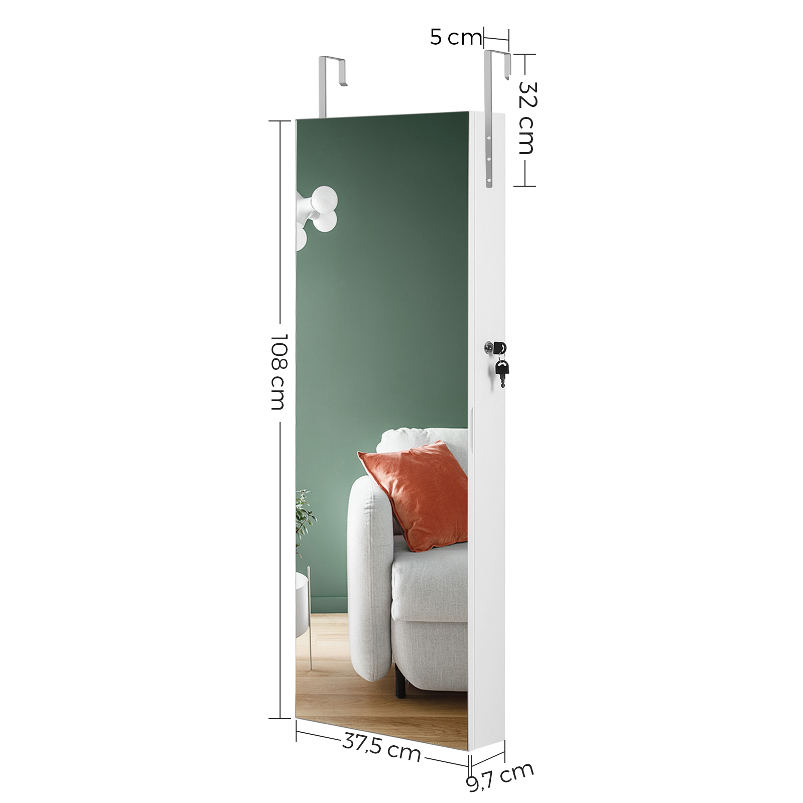 Jewellery Armoire White Lockab - Full Length Mirror Jewelry Armoire ulasan dan harga