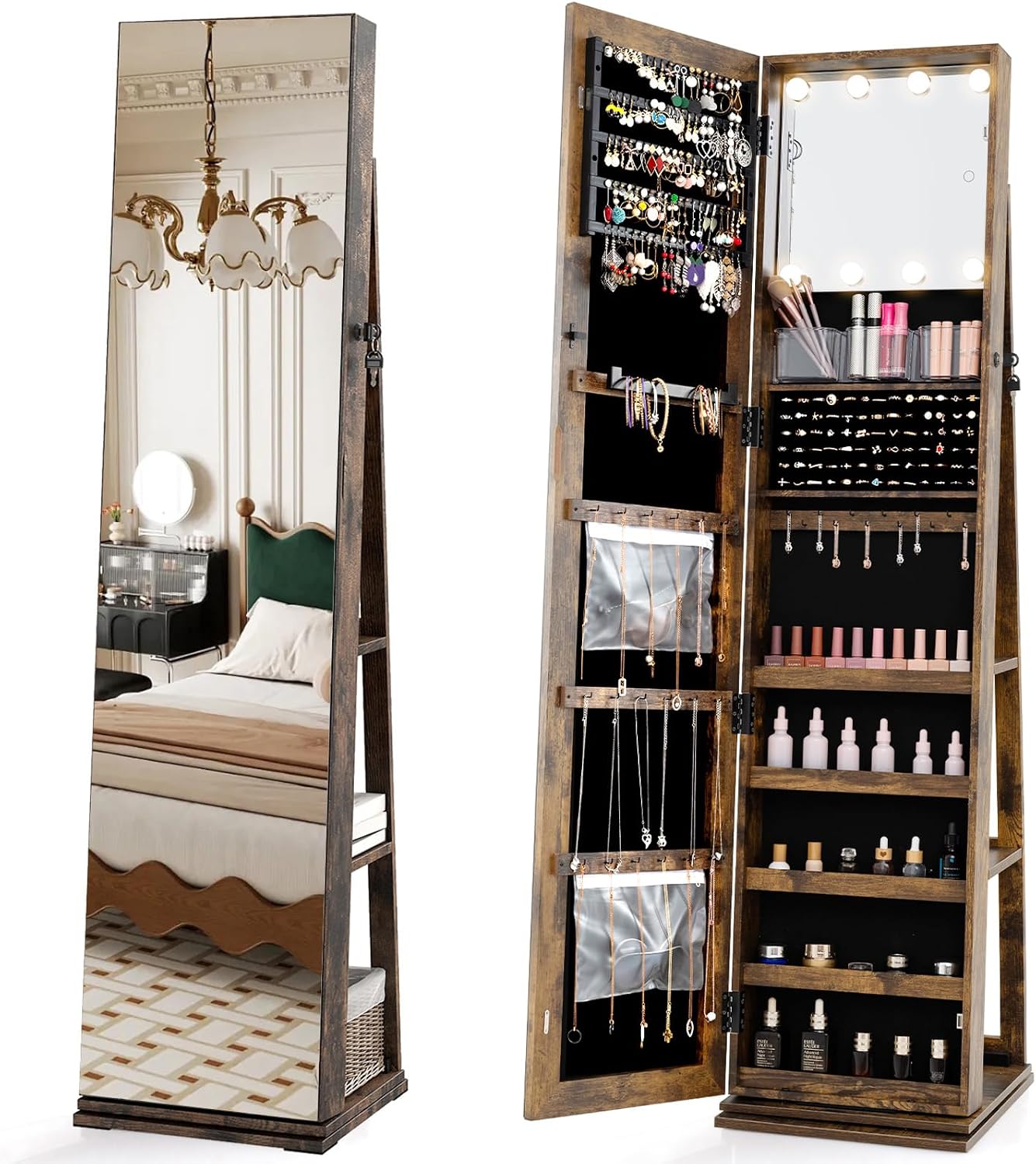 Swivel Jewelry Armoire Full Le - Full Length Mirror Jewelry Armoire ulasan dan harga
