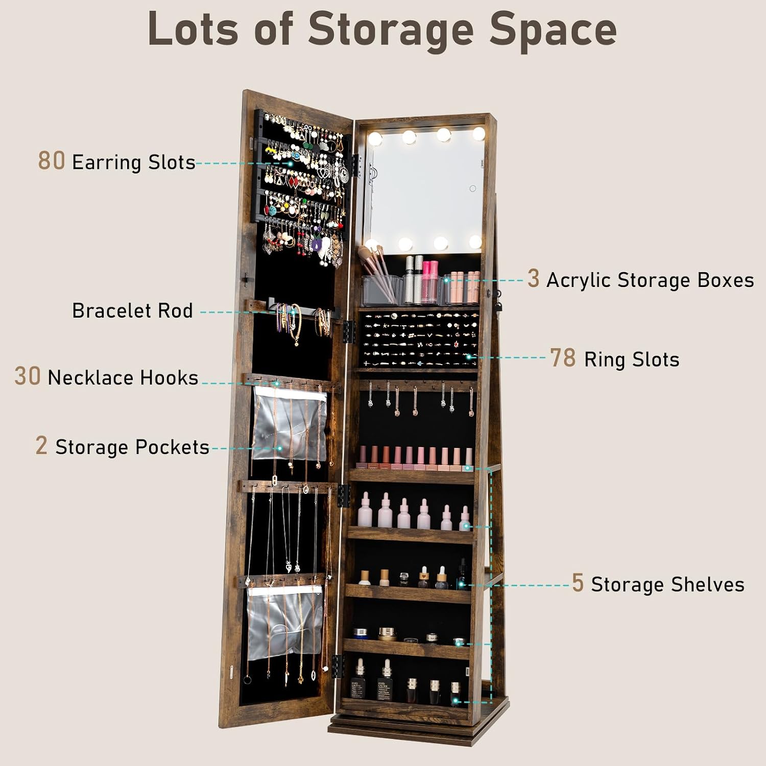 Swivel Jewelry Armoire Full Le - Full Length Mirror Jewelry Armoire ulasan dan harga