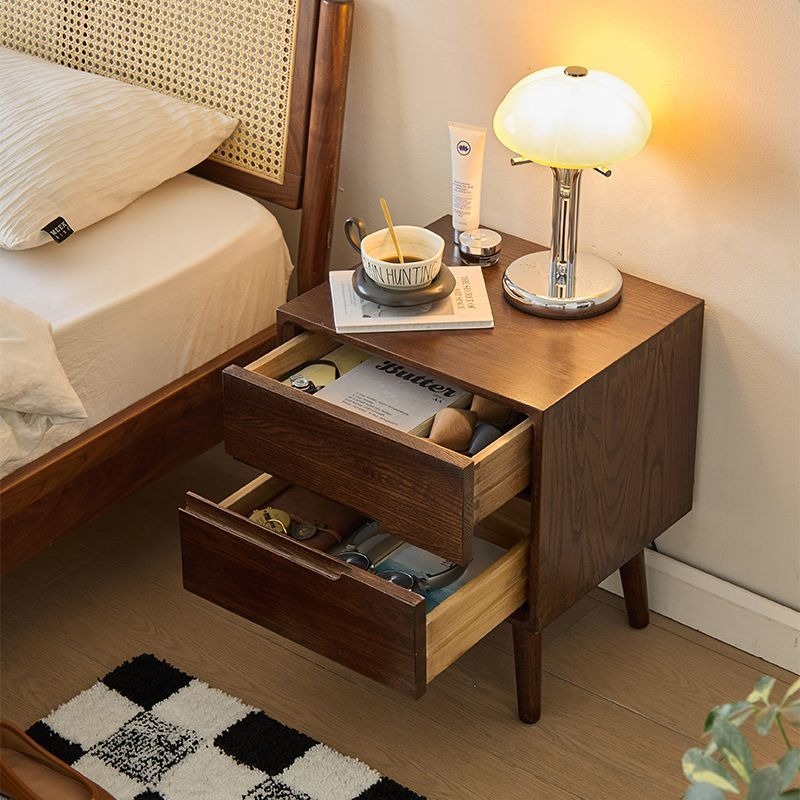 Wooden Bedside Tables Vintage  - Solid Wood Nightstand 2 Drawers ulasan dan harga