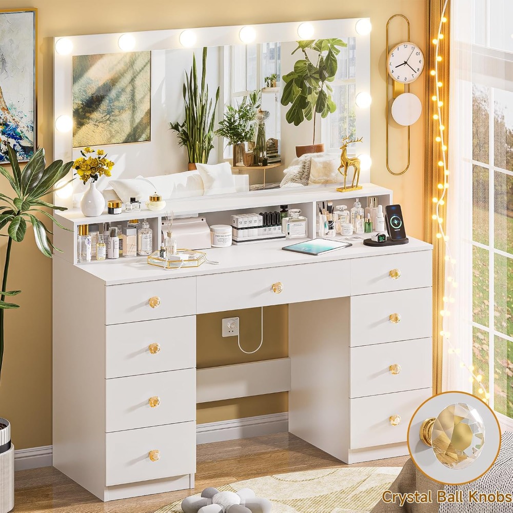 Large Vanity Desk with Mirror  - Dressing Table Vanity With Lighted Mirror ulasan dan harga