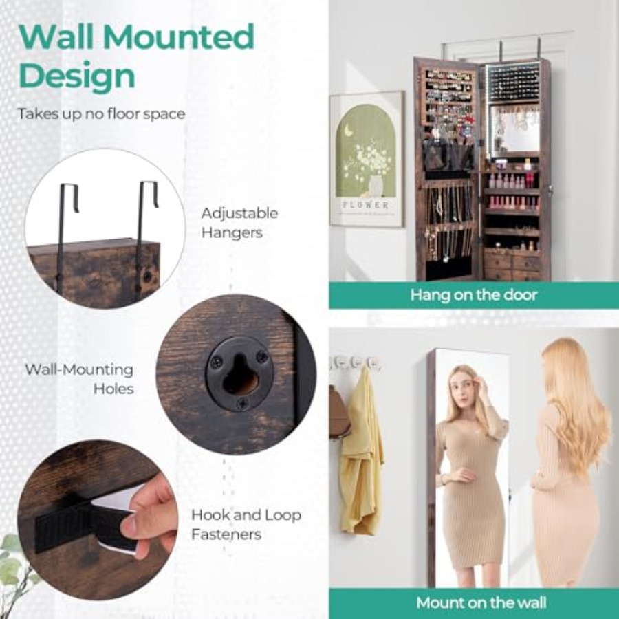 47 LED Jewelry Armoire for bed - Full Length Mirror Jewelry Armoire ulasan dan harga