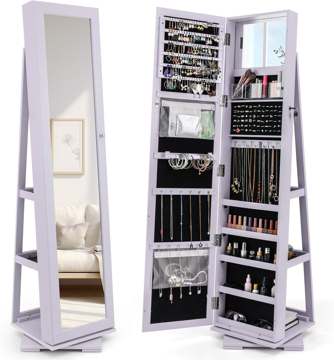 360 Swivel Jewelry Armoire Ful - Full Length Mirror Jewelry Armoire ulasan dan harga