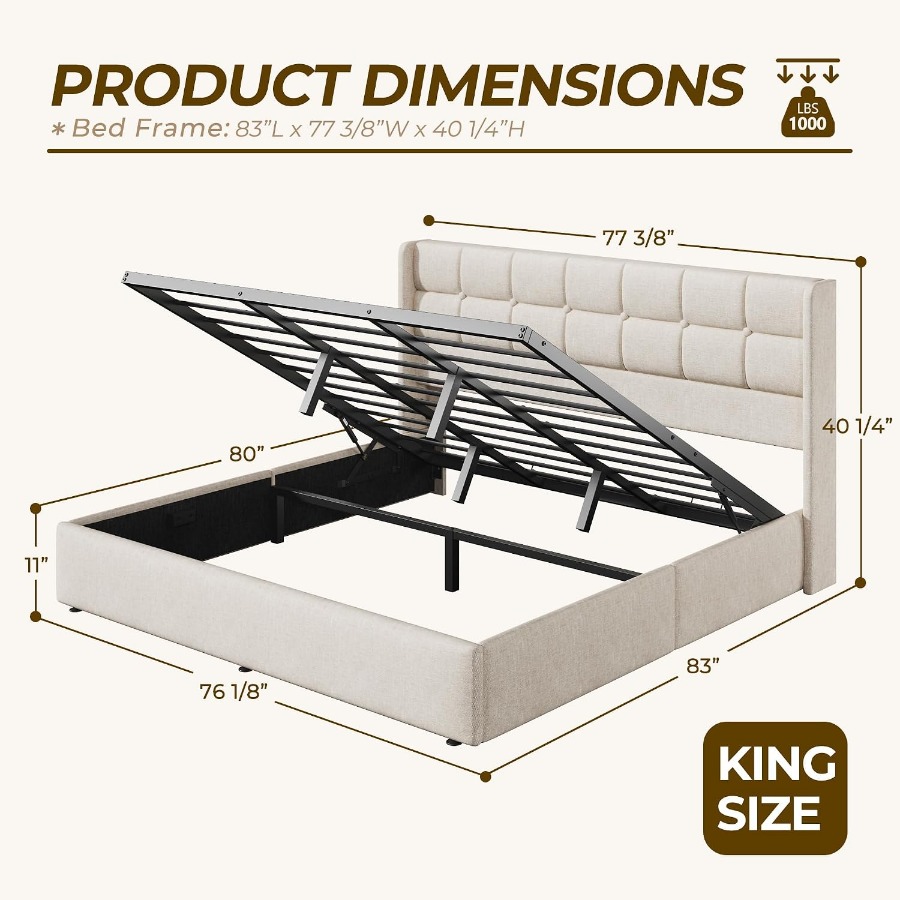 Size Lift Up Storage Bed Frame - Gas Lift Storage Bed Hydraulic ulasan dan harga