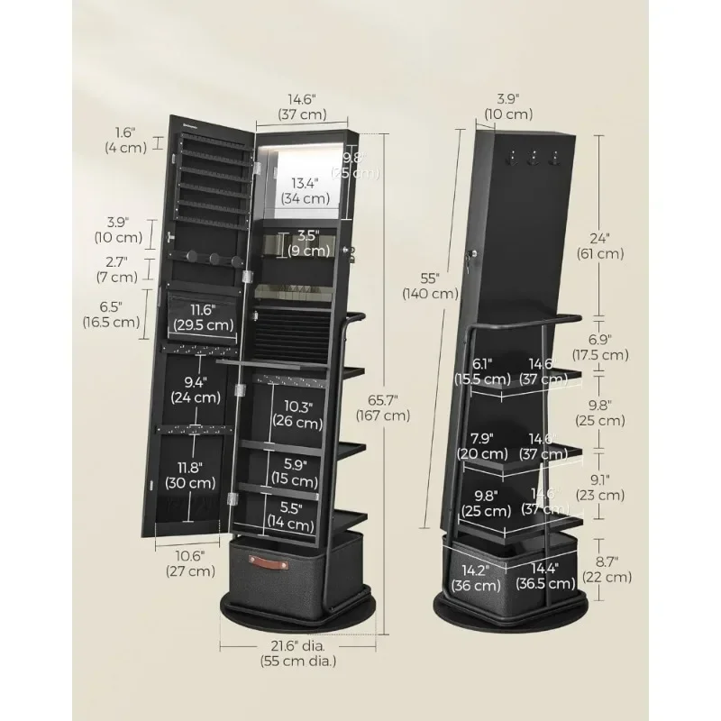l 360° Swivel Mirrored Jewelry - Full Length Mirror Jewelry Armoire ulasan dan harga
