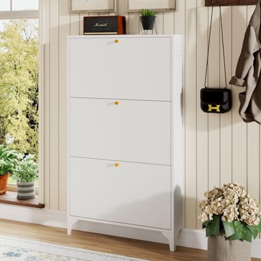 Freestanding Shoe Cabinet with - Shoe Rack Cabinet Narrow Entryway ulasan dan harga